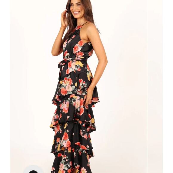 Petal + Pup Sarona Halterneck Maxi Dress Black Floral Size 2 - Picture 2 of 12